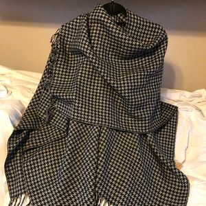 Houndstooth black and sparkly silver poncho